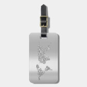 Wereldkaart grijs adresnaam elegant bagagelabel (Voorkant verticaal)