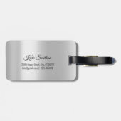 Wereldkaart grijs adresnaam elegant bagagelabel (Achterkant horizontaal)