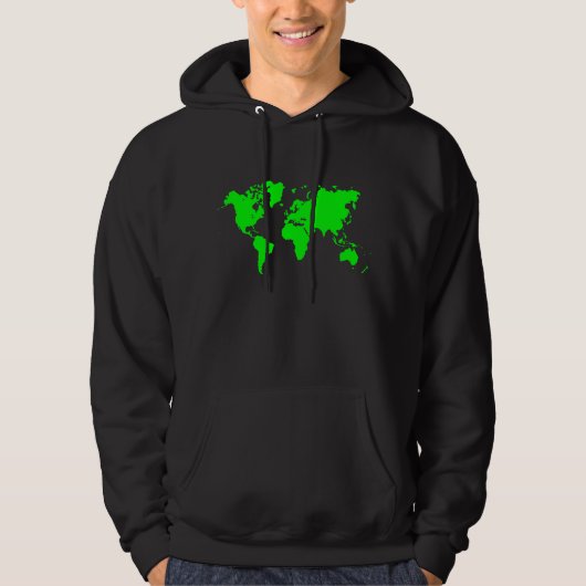 Wereldkaart - groen hoodie (Voorkant)