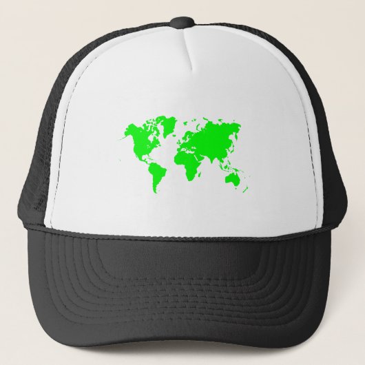 Wereldkaart - groen trucker pet (Voorkant)