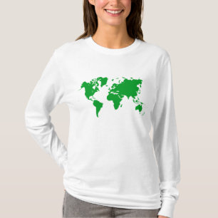 Wereldkaart - groen voor gras t-shirt
