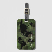 Wereldkaart groene pixels reizen bagagelabel (Voorkant (verticaal))