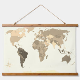 Wereldkaart hangend wandkleed