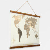 Wereldkaart hangend wandkleed (Gebogen)