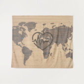 Wereldkaart Hartbeat-houtkorrel Wandkleed (Voorkant (horizontaal))