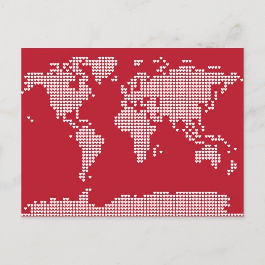 Wereldkaart harten briefkaart (Voorkant)