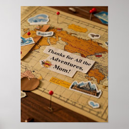 Wereldkaart hartspelden en bezienswaardigheden poster