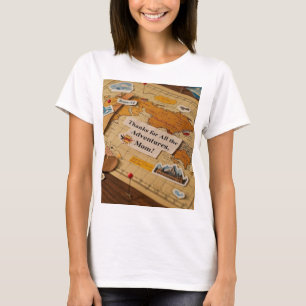 Wereldkaart hartspelden en bezienswaardigheden t-shirt