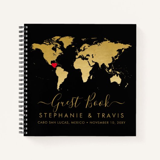 Wereldkaart — Heart Destination Guest Book Notitieboek (Voorkant)