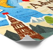 Wereldkaart Heart Pins Adventure wacht op u Poster (Hoek)