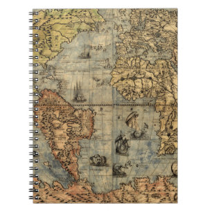 Wereldkaart Historische Antiek Atlas Notitieboek