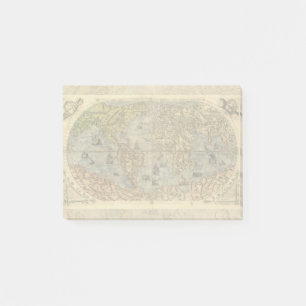 Wereldkaart  Historische Antiek Atlas Post-it® Notes