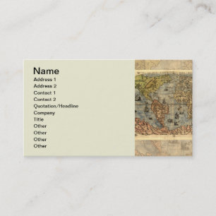 Wereldkaart  Historische Antiek Atlas Visitekaartje