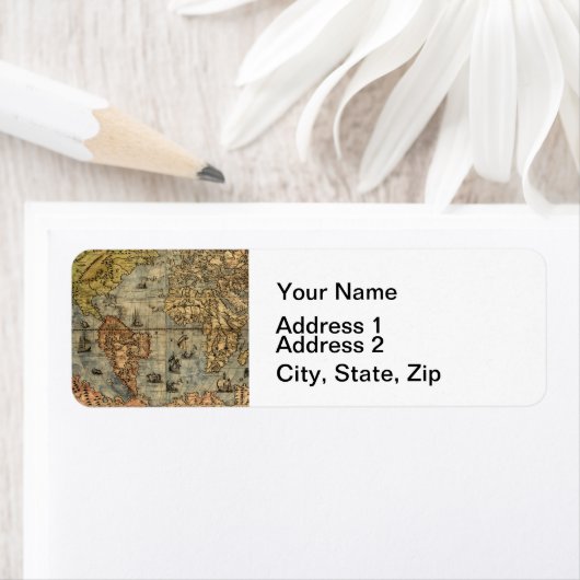 Wereldkaart historische atlas etiket (Insitu)