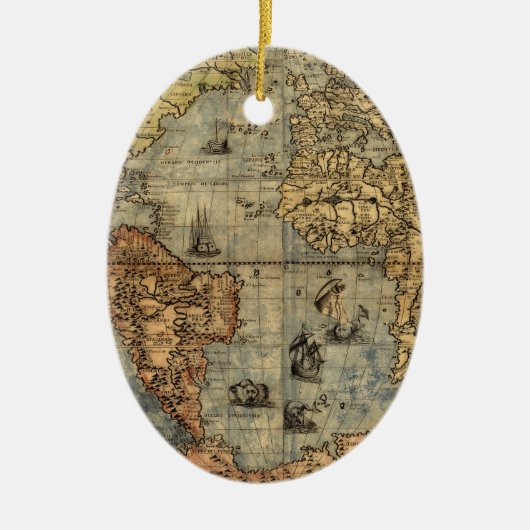 Wereldkaart  historische atlas keramisch ornament (Voorkant)