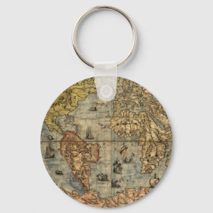 Wereldkaart historische atlas sleutelhanger