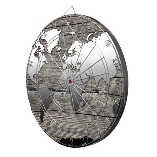 wereldkaart hout 13 dartbord (Voorkant Rechts)