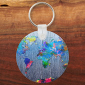 wereldkaart hout 2 sleutelhanger (Voorkant)