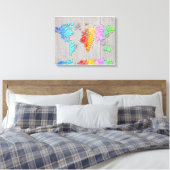 wereldkaart hout 7 canvas afdruk (Insitu (Slaapkamer))