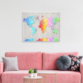 wereldkaart hout 7 canvas afdruk (Insitu (Woonkamer))