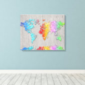 wereldkaart hout 7 canvas afdruk (Insitu (Houten vloer))