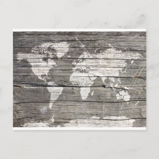 wereldkaart hout 8 briefkaart (Voorkant)