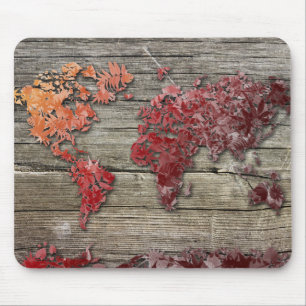 wereldkaart hout 9 muismat