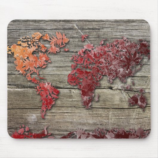 wereldkaart hout 9 muismat (Voorkant)