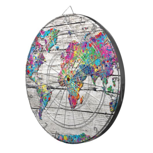wereldkaart hout dartbord (Voorkant Rechts)