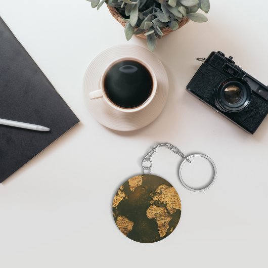 Wereldkaart illustratie sleutelhanger