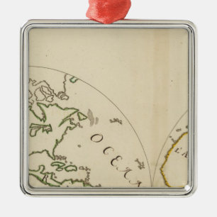 wereldkaart in 4 delen metalen ornament