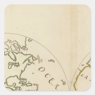 Wereldkaart in 4 delen vierkante sticker