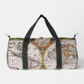 Wereldkaart in bruin en grijs Plunjezak (Voorkant)