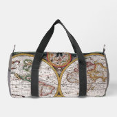 Wereldkaart in bruin en grijs Plunjezak (Achterkant)