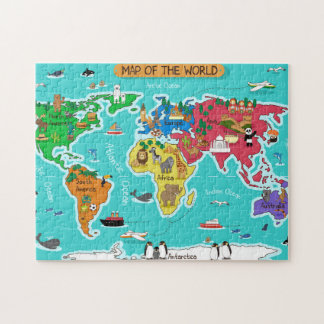 wereldkaart in Cartoon stijl Legpuzzel