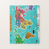 wereldkaart in Cartoon stijl Legpuzzel (Verticaal)