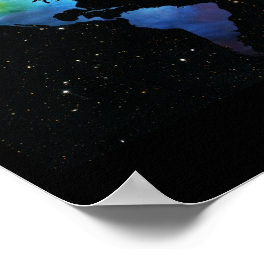 Wereldkaart in de ruimte poster (Hoek)