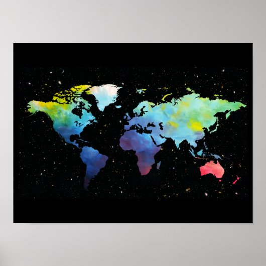 Wereldkaart in de ruimte poster (Voorkant)