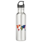 Wereldkaart in de waterverf waterfles (Voorkant)