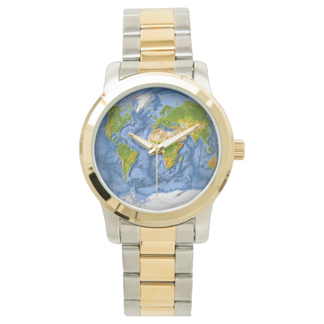 Wereldkaart in een cirkel horloge (Voorkant)