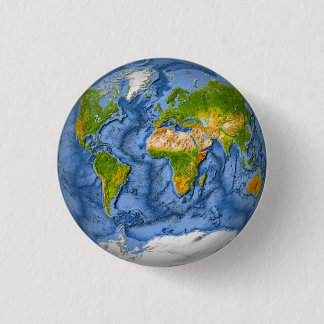 Wereldkaart in een cirkel ronde button 3,2 cm