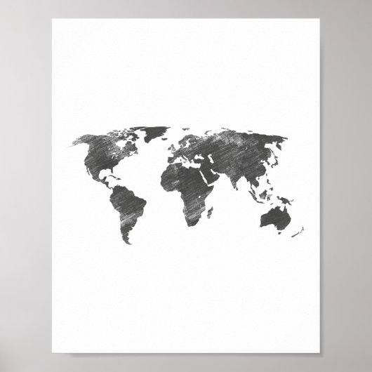 Wereldkaart in het grijs, de Wereldkaarten _1 Poster (Voorkant)