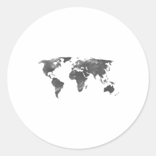 Wereldkaart in het grijs, de Wereldkaarten _1 Ronde Sticker