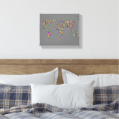 Wereldkaart in het mistfilter canvas afdruk (Insitu (Slaapkamer))