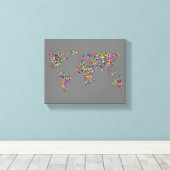 Wereldkaart in het mistfilter canvas afdruk (Insitu (Houten vloer))