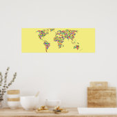 Wereldkaart in het mistfilter poster (Keuken)