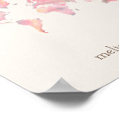 Wereldkaart in roze handdoeken voor bestemmingsbru poster (Hoek)