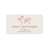 Wereldkaart in roze tinten voor bruiloft of evenem etiket (Voorkant)