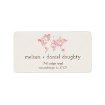 Wereldkaart in roze tinten voor bruiloft of evenem