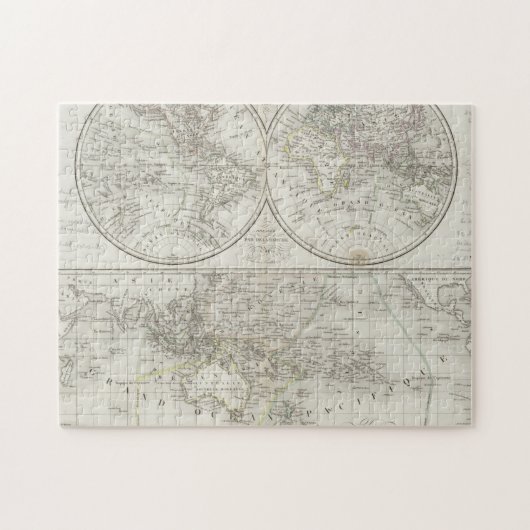wereldkaart in twee halfronden legpuzzel (Horizontaal)